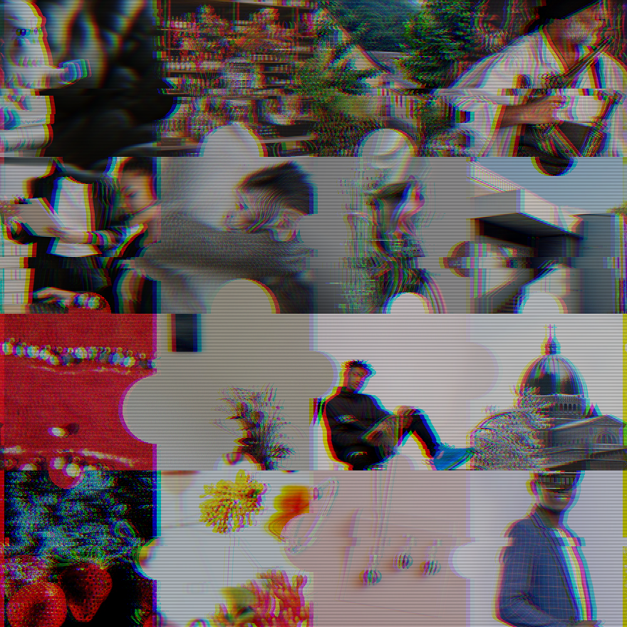 puzzle généré par kompozbot, plusieurs photos trouvées par recherche découpées en pièces irrégulières et emboîtées par affinité de couleur et texture